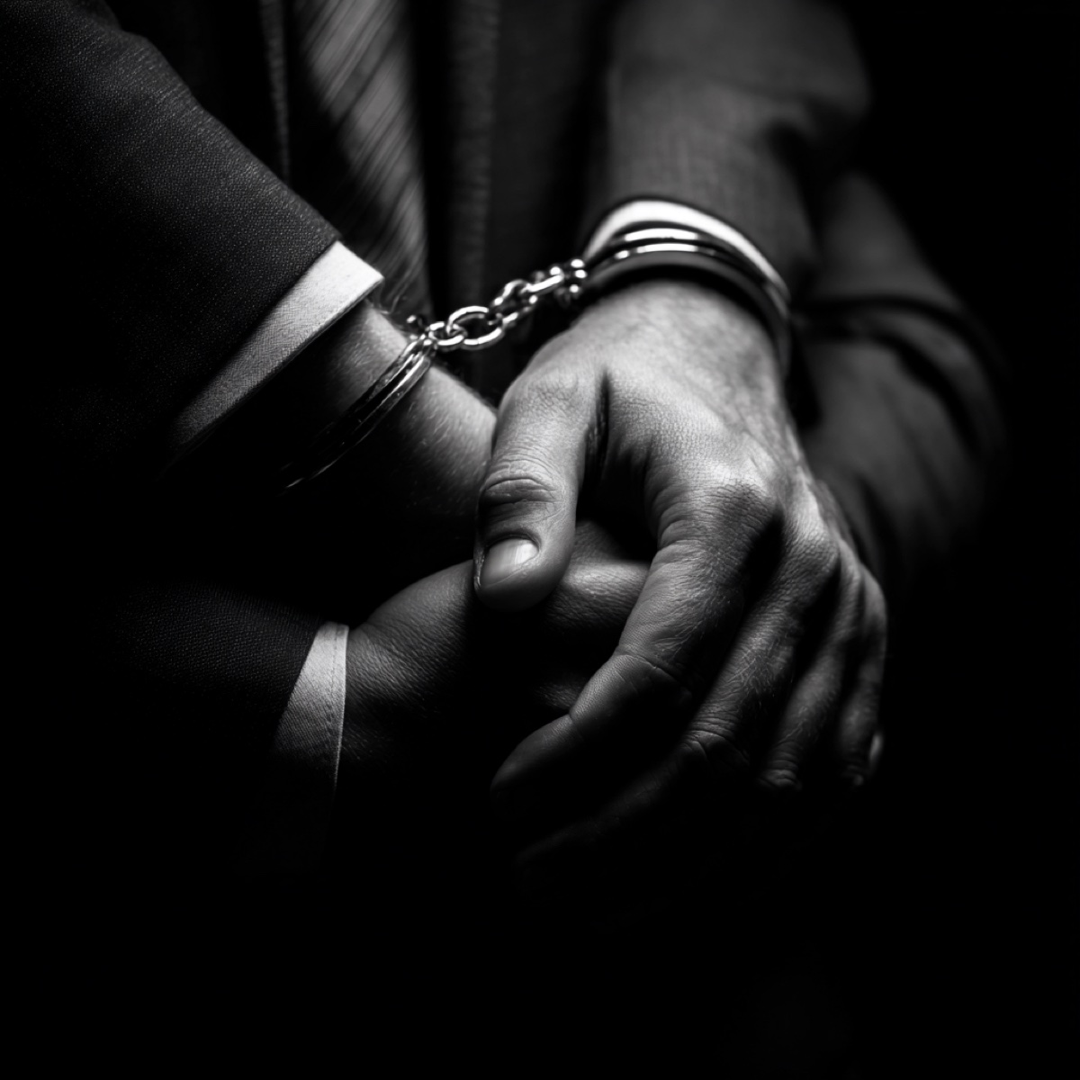 Extortion act now - handcuffed hands representing legal consequences and urgent need for immediate professional intervention to stop extortion threats before they escalate