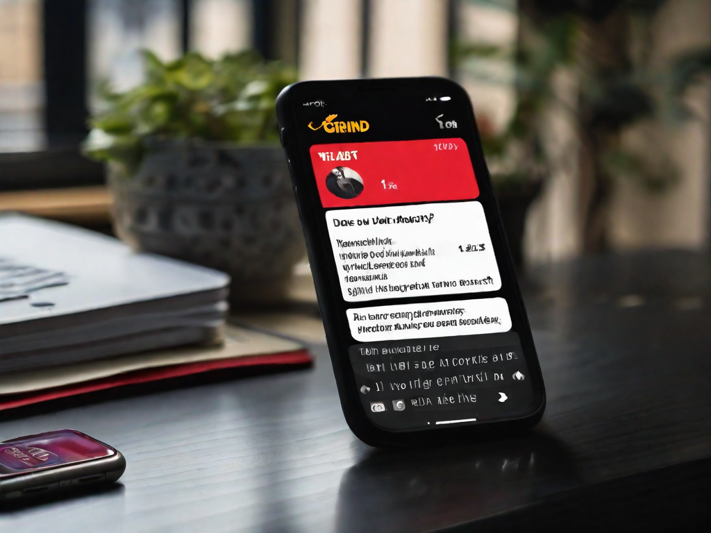 Grindr blackmail growing crisis - smartphone displaying threatening messages with warning icons and red alert notifications in dark atmosphere conveying predatory threats