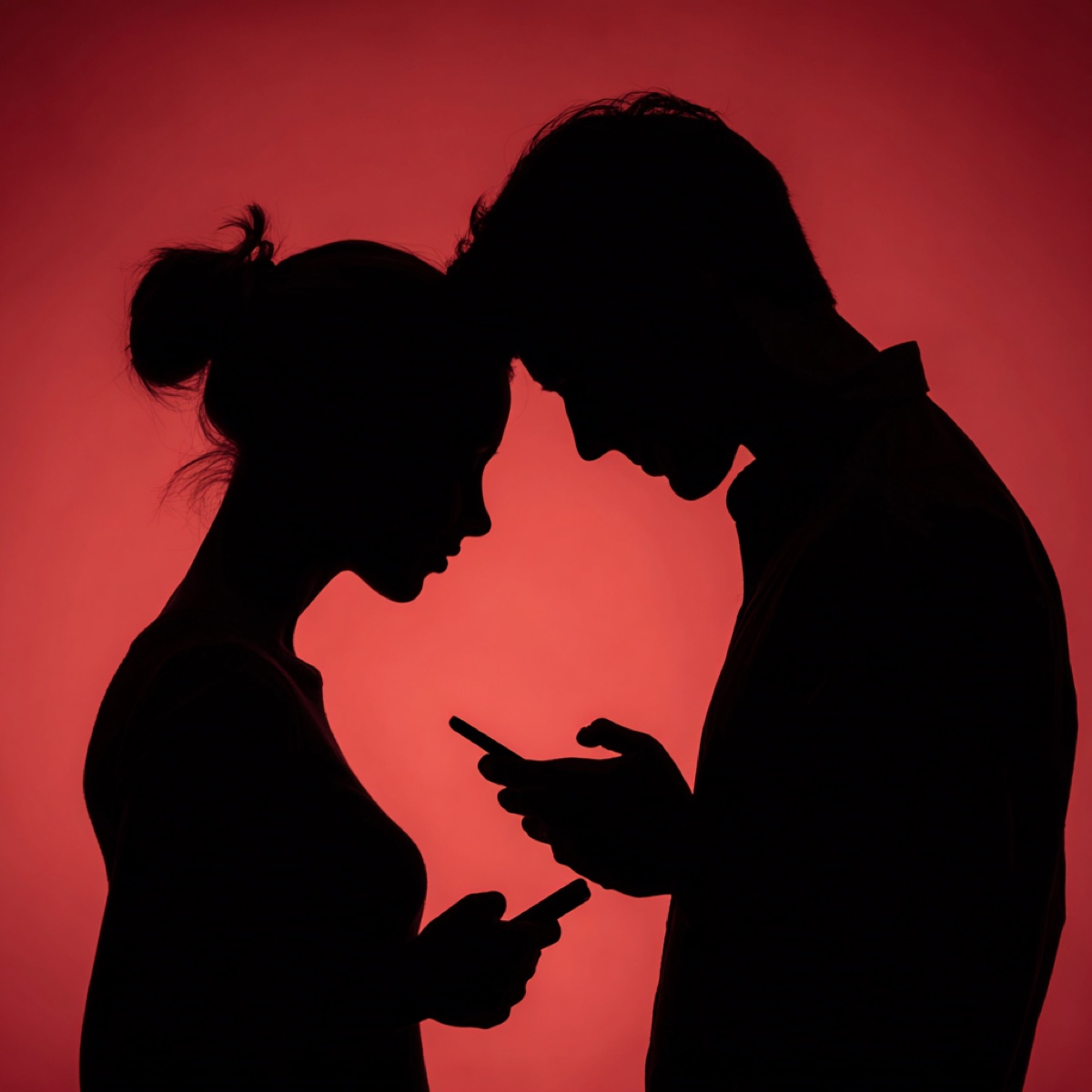 Romance dating scams multi-platform crisis - silhouetted couple representing victims of cross-platform romantic fraud and emotional manipulation