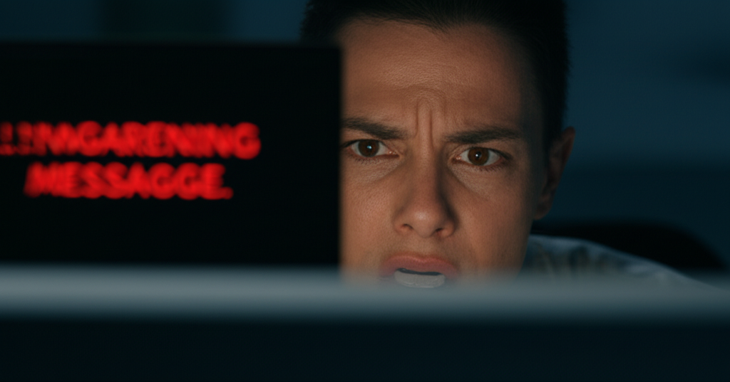 Person stressed about Snapchat blackmail threats
